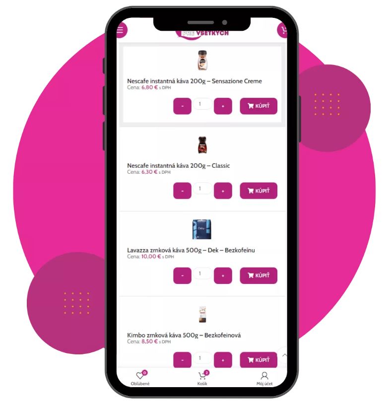 Nakupovanie v e-shope VelkoobchodPreVsetkych.sk - prostredie v tablete / mobile
