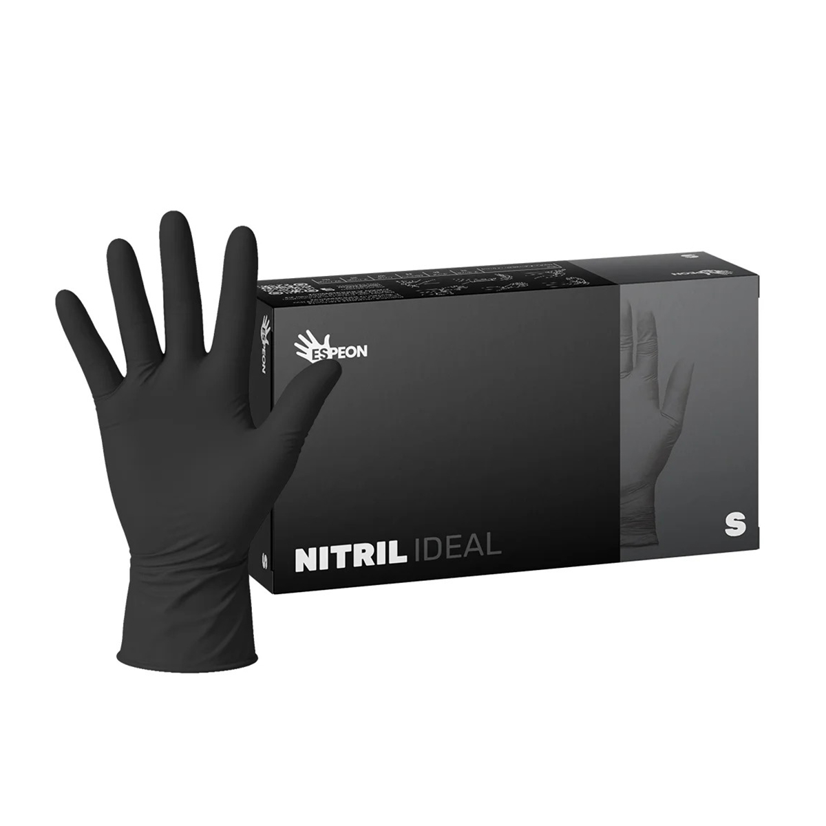 Nitrilové rukavice Ideal , nepúdrované, čierne 3,5g.png - S