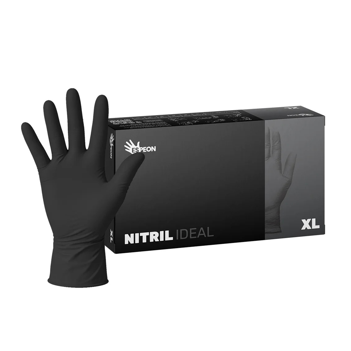 Nitrilové rukavice Ideal , nepúdrované, čierne 3,5g.png - XL